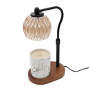 Candle Warmer Lamp - Crystal Glass & Wood Base - Black